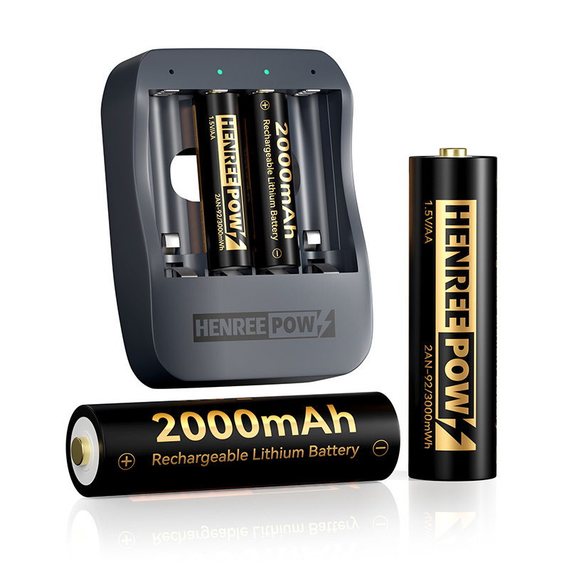 Henreepow AA 2000mah 1.5 ولت باتری های لیتیوم با ظرفیت بالا